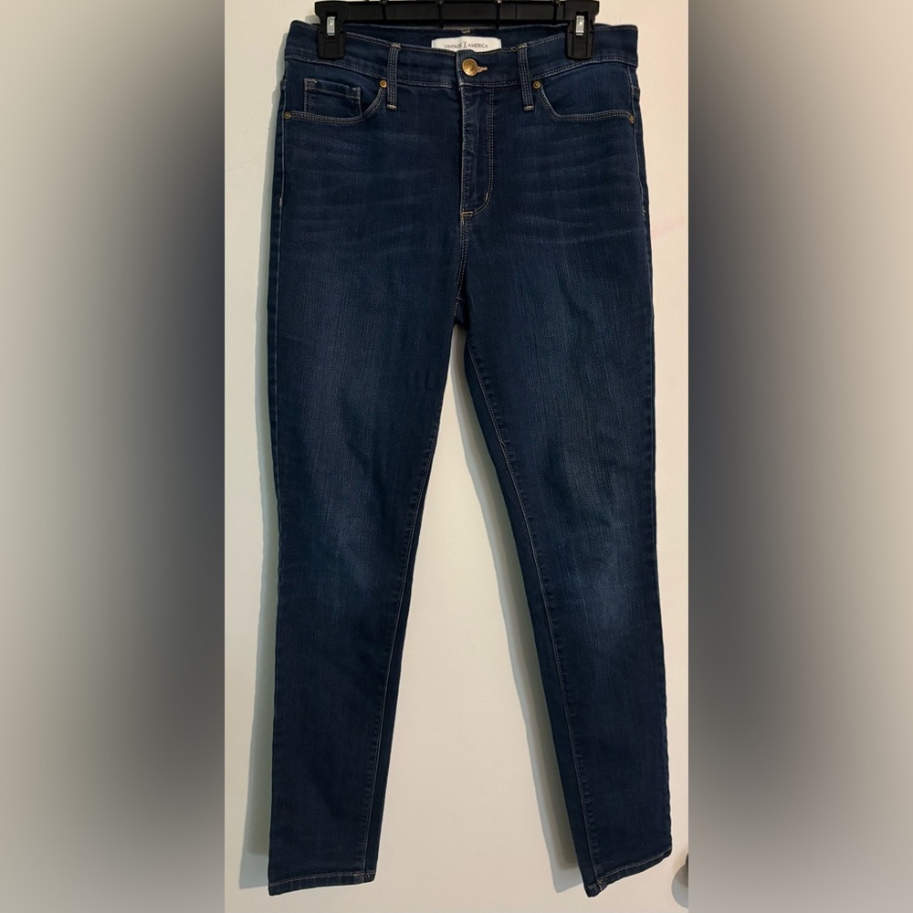 Vintage America Womens 8/29 Skinny High Rise Dark Wash Jeans Classic 5‎ pocket